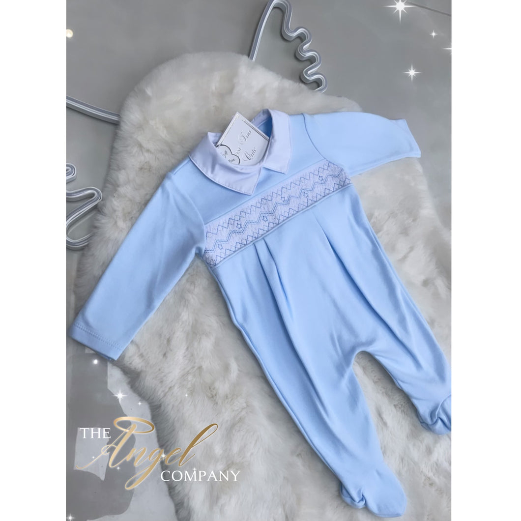 Baby Boy Cross Stitch Sleepsuit