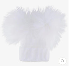 Load image into Gallery viewer, Snow White Double Pom Pom Hat
