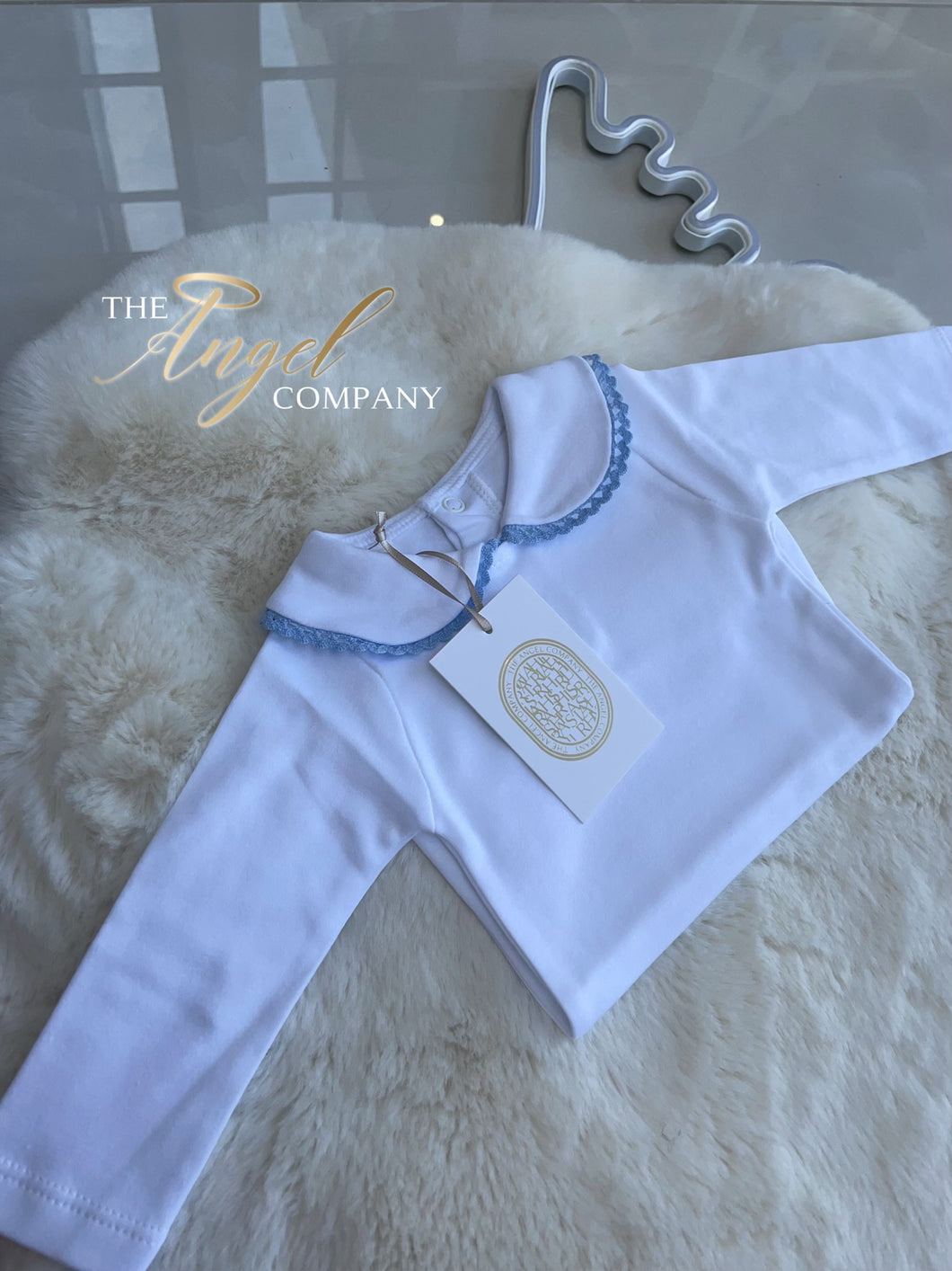 Luxury Spanish Peter Pan Long Sleeve Vest (Baby Blue Trim)